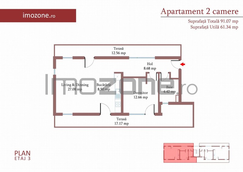 Militari, 2 cam, terasa 29 m, et. 3, finisat modern,  comision 0, incalzire in pardoseala